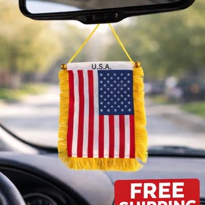 Car Flag Rearview Mirror Decor – Polyester National Pride Hanging (4x6 Inch)