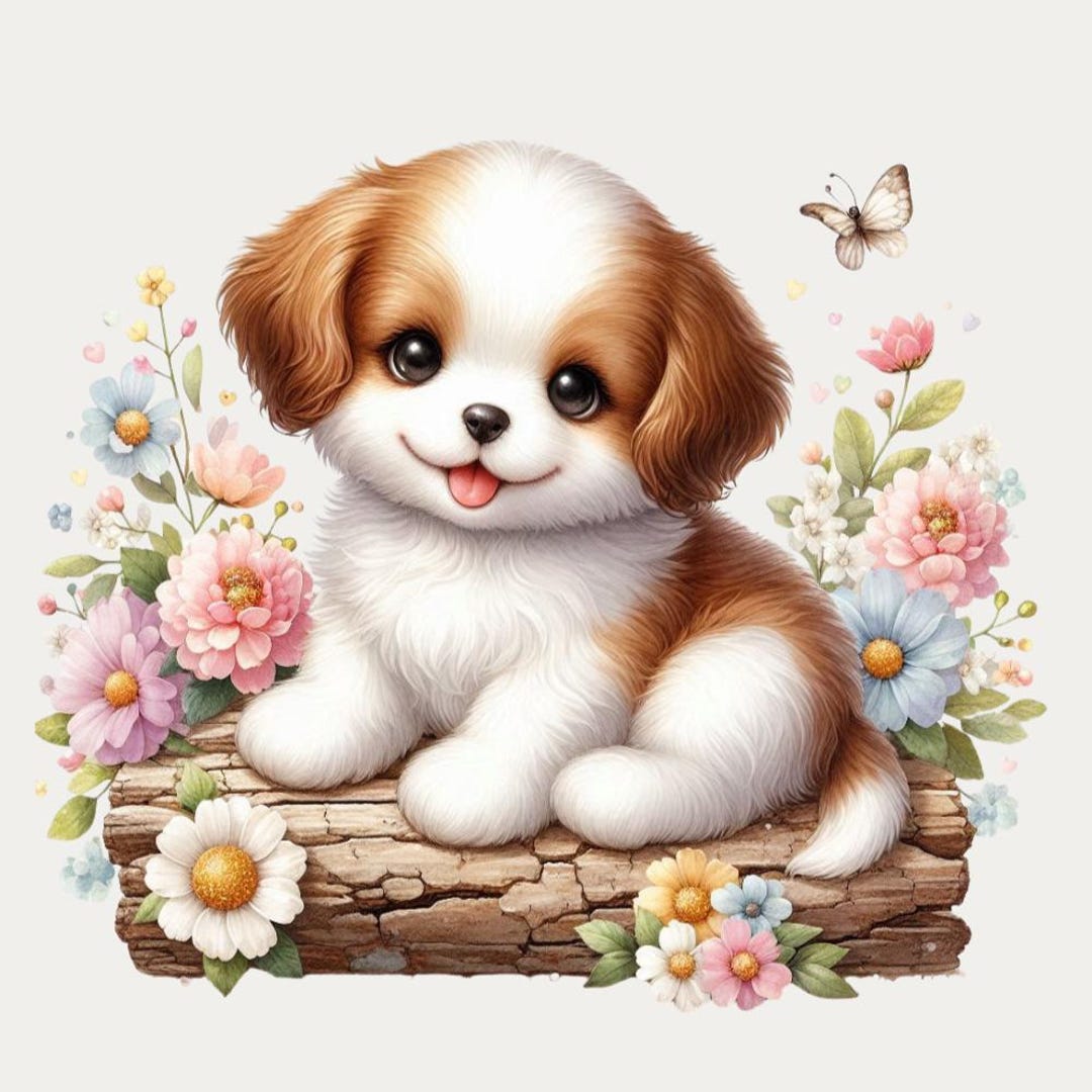 Cute Watercolor Puppy Dog Clipart Set for Nursery Decor, Baby Shower ...