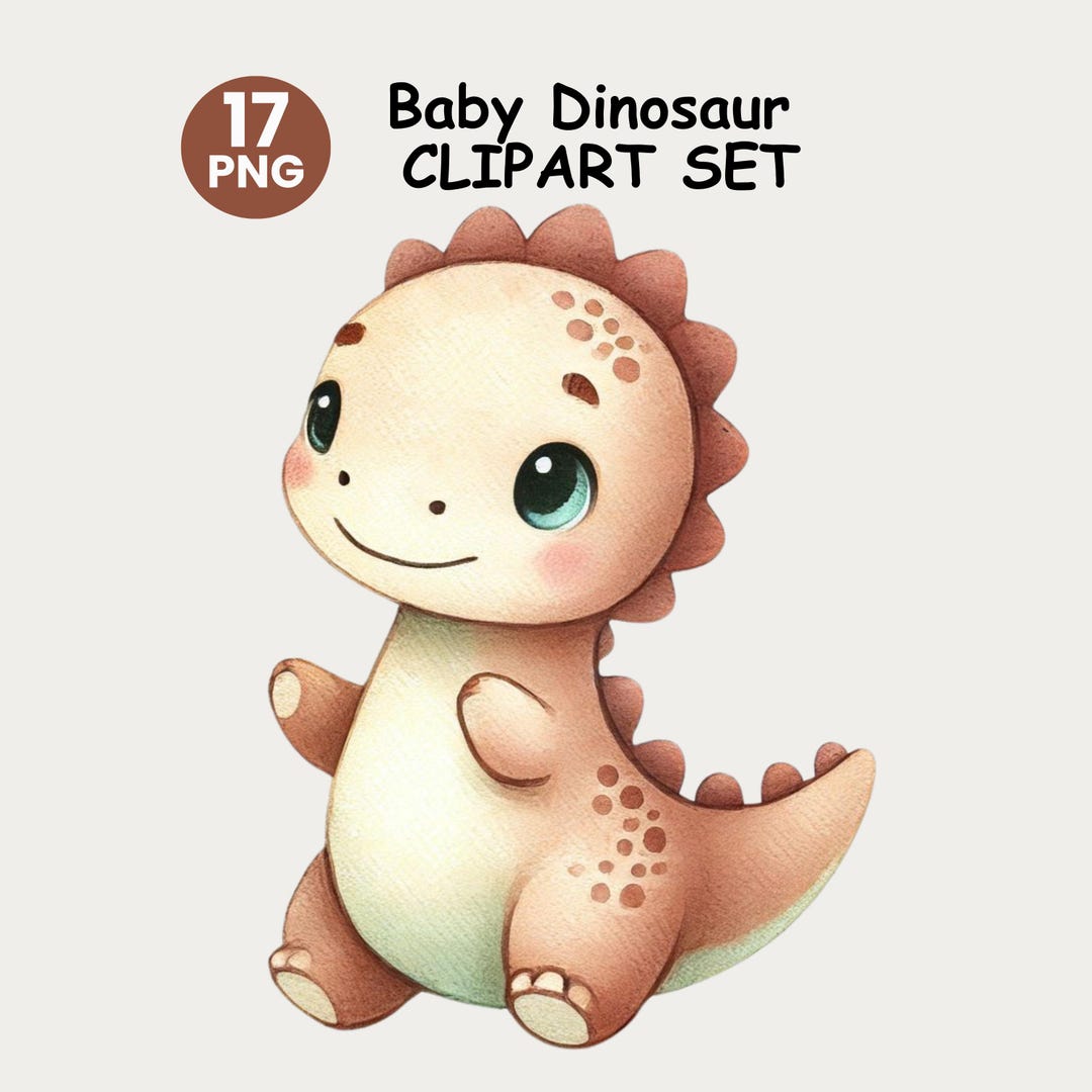 Cute Dinosaur Watercolor Clipart Bundle, 22 PNG, Baby Dino Nursery ...