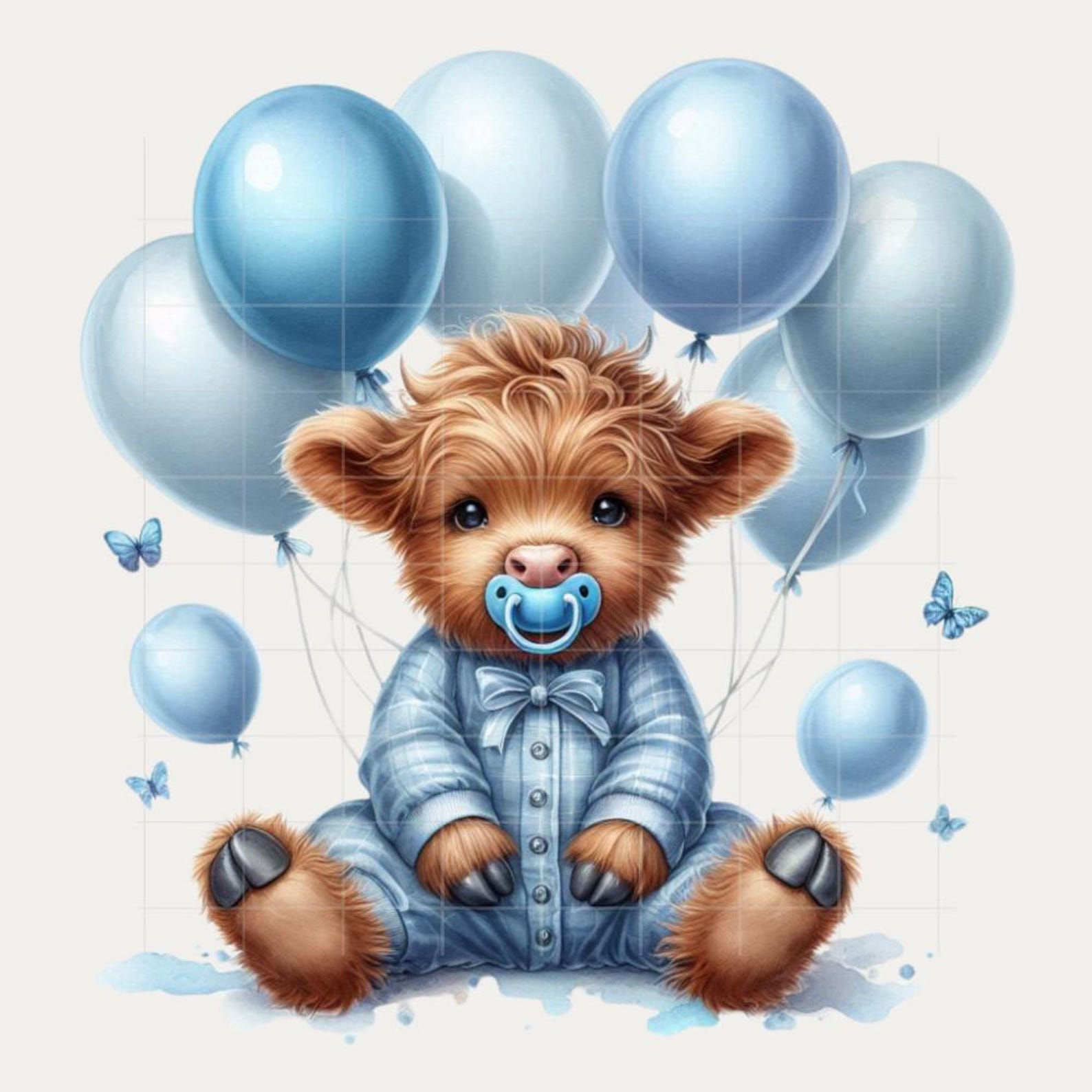 Baby Boy Highland Cow Watercolor Clipart Bundle – 50 PNG Transparent ...