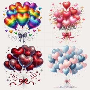 Watercolor Heart Balloon Clipart Bundle for Parties, Baby Showers ...