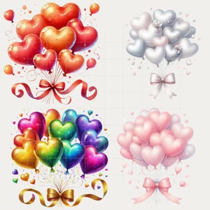 Watercolor Heart Balloon Clipart Bundle for Parties, Baby Showers ...