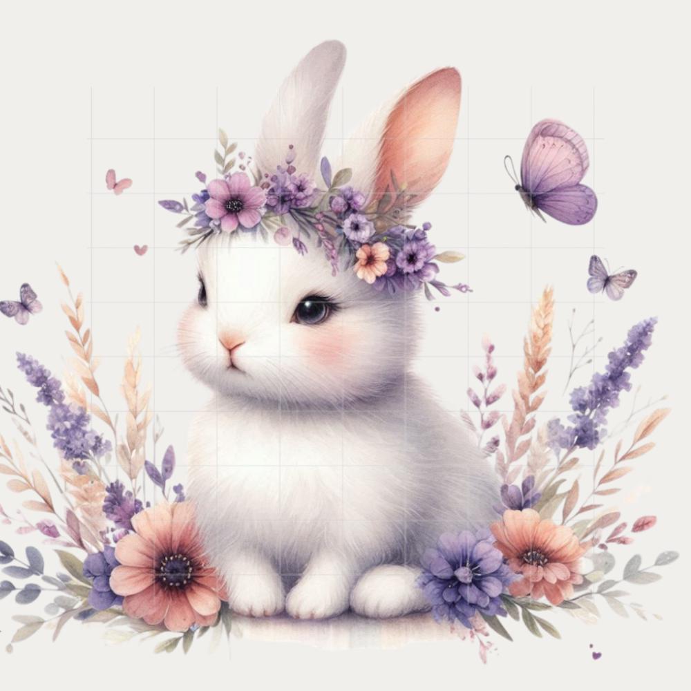 Watercolor Bunny Clipart Set With Floral Rabbits – 50 PNG Transparent ...