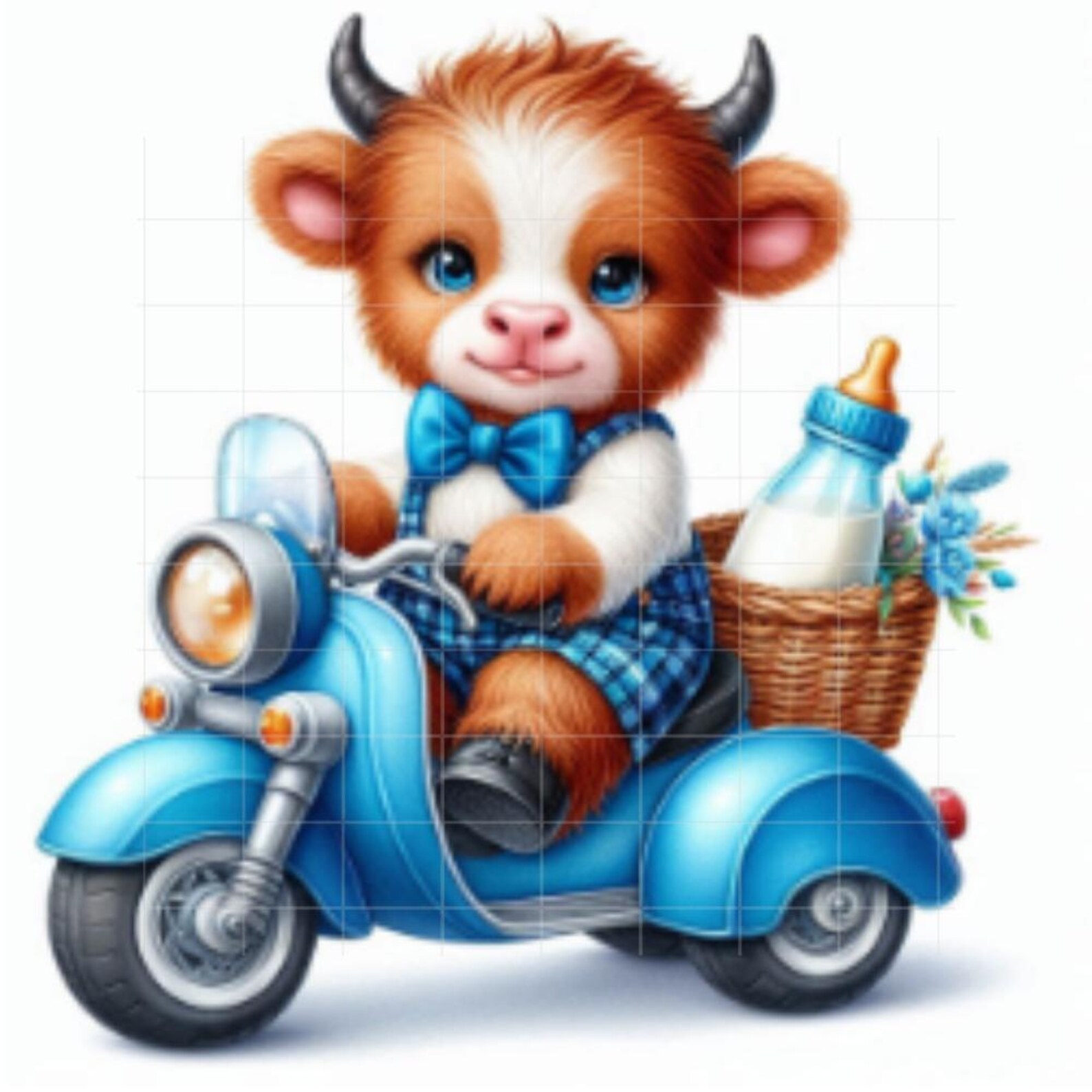 Baby Boy Highland Cow Watercolor Clipart Set, 63 PNG Transparent ...