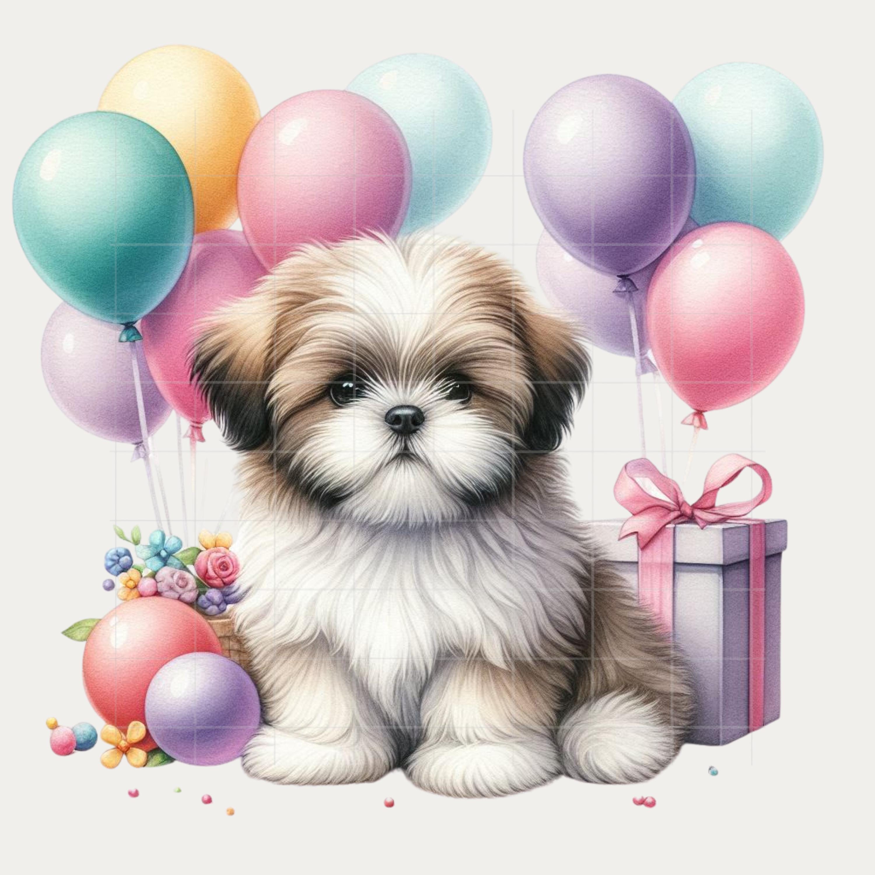 Shih Tzu Clipart Watercolor, 28 PNG, Cute Puppy Dog Bundle, Baby Shower ...