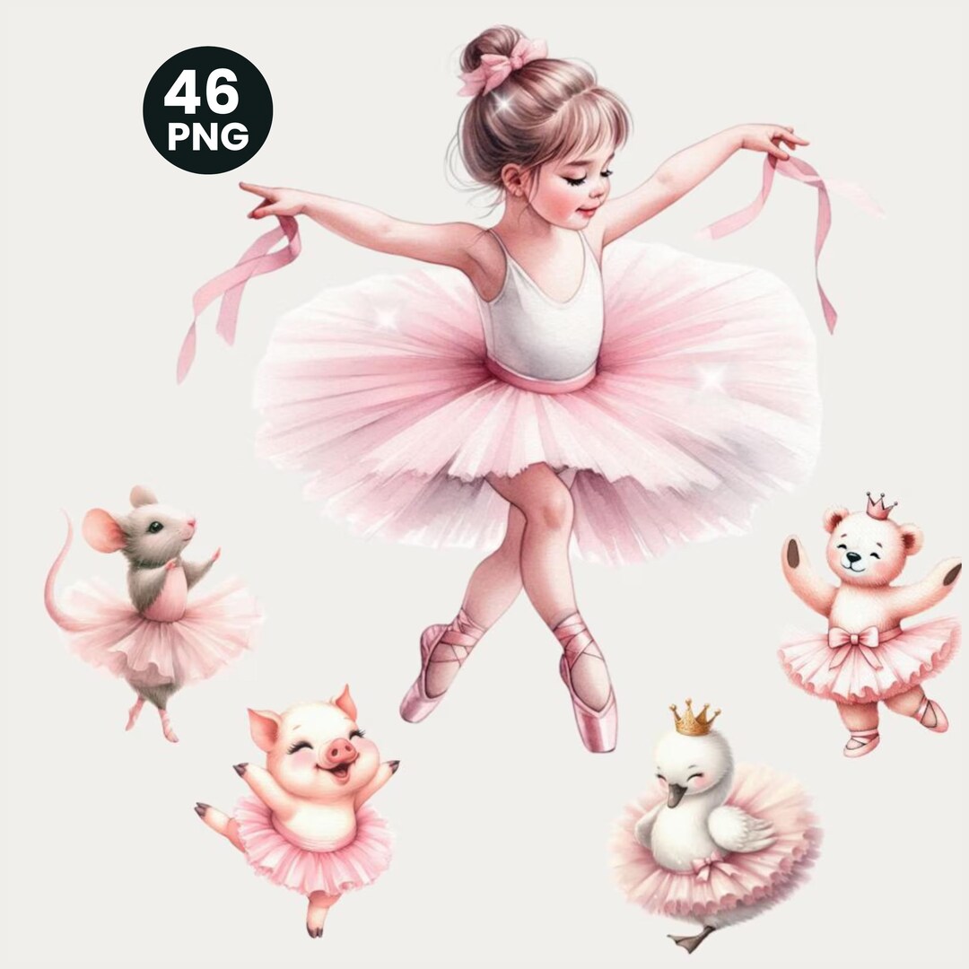 Luxury Watercolor Ballerina & Swan Clipart Set – 46 PNG Transparent ...