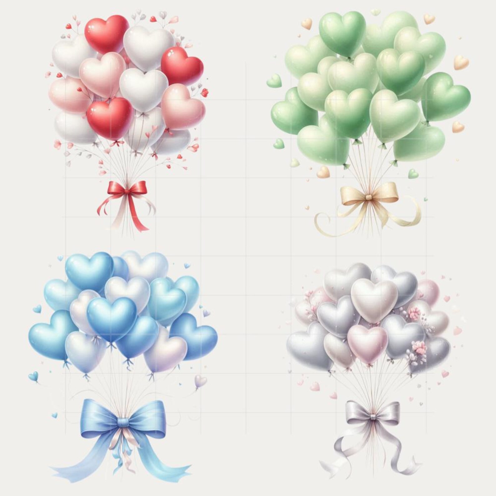 Watercolor Heart Balloon Clipart Bundle for Parties, Baby Showers ...