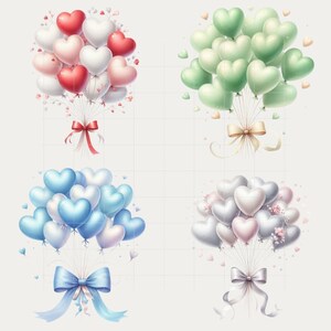 Watercolor Heart Balloon Clipart Bundle for Parties, Baby Showers ...
