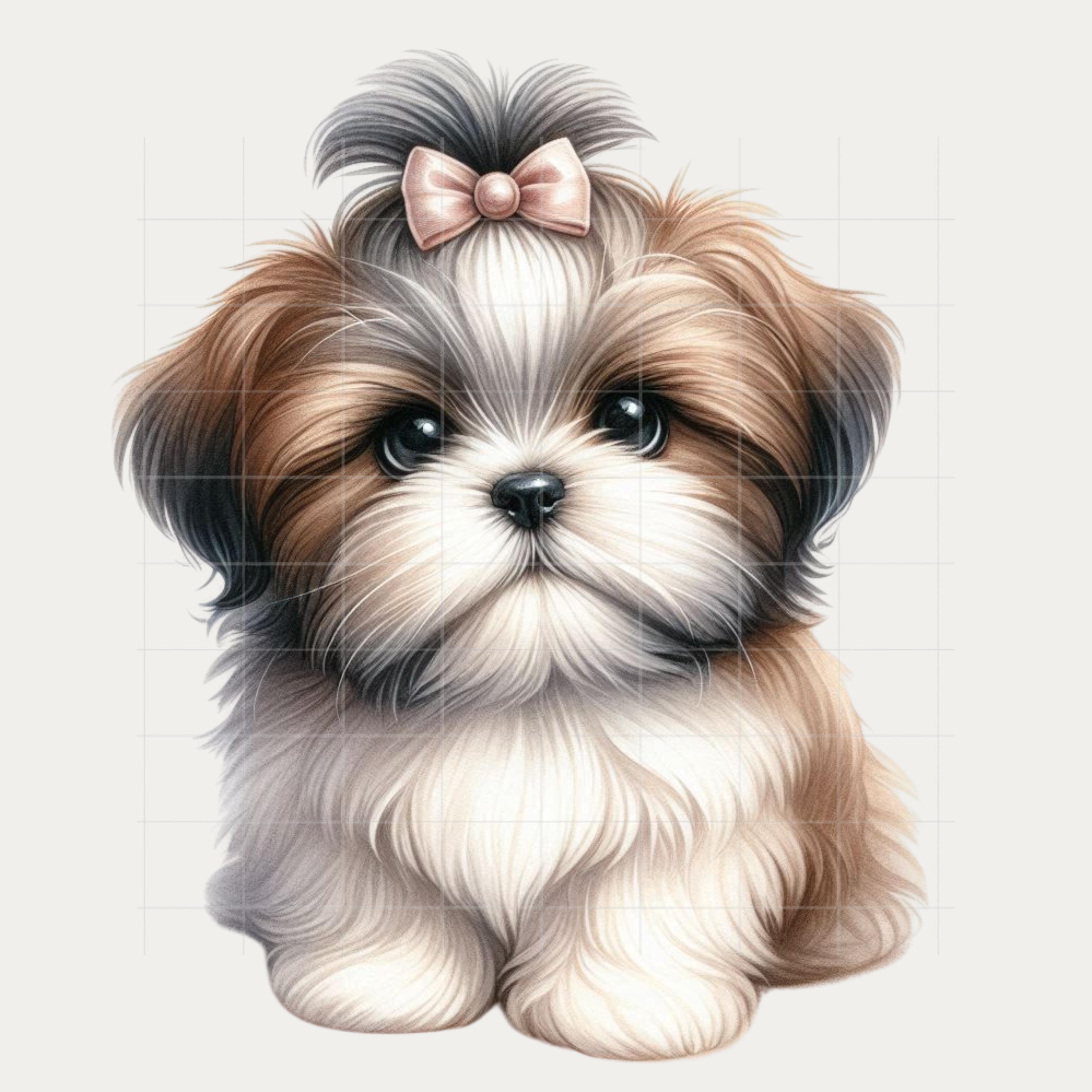 Shih Tzu Clipart Watercolor, 28 PNG, Cute Puppy Dog Bundle, Baby Shower ...