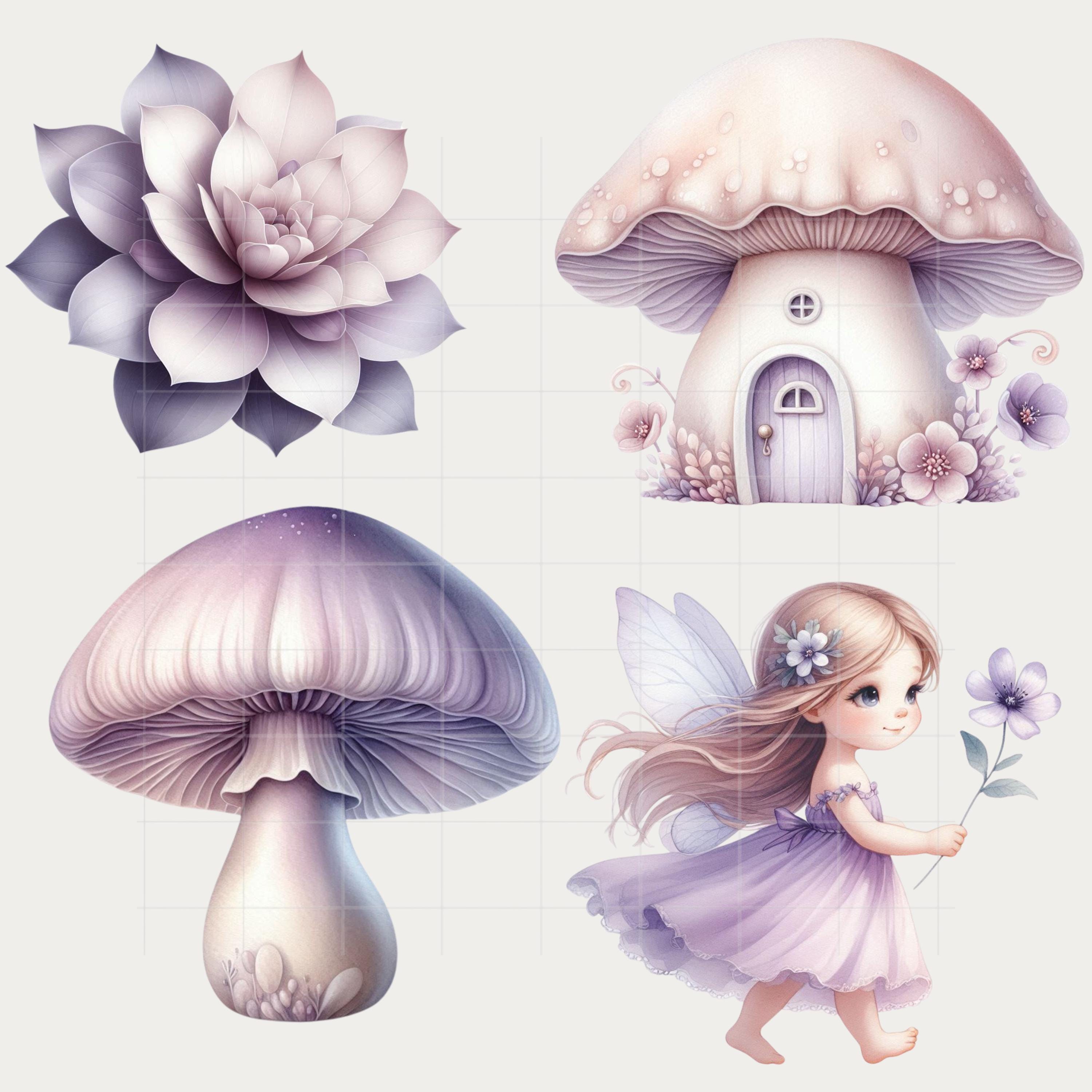 Purple Fairy Clipart Bundle 57 PNG, Lavender Nursery Watercolor ...