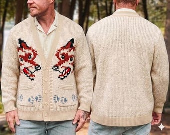 Project Hail Mary Fox Cardigan, Hand Knit Wool Sweater, Sci-Fi Book Inspired Cardigan, Cozy Nerdy Outfit, Gift For Book Lovers And Readers