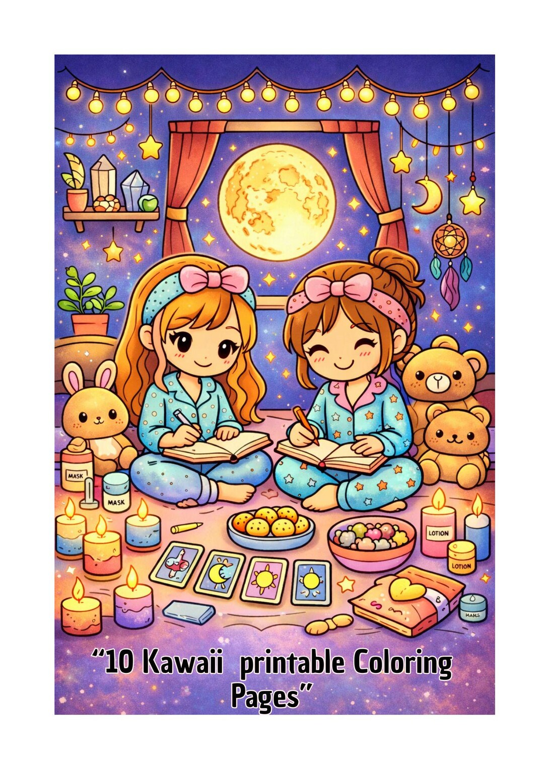 Kawaii Routine Kawaii Coloring Pages – Cozy Self-care Routine Illustrations (10 ...