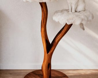 Wood Cat Tree, Modern Natural Manzanita Cat Tower, Handmade in Oregon - MADE TO ORDER