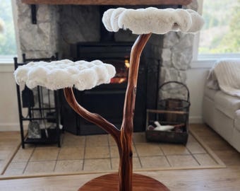 Modern Wooden Cat Tree – Handmade Manzanita Tower – Luxury Minimalist Furniture – Designer Cat Perch