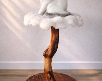 Modern Wood Cat Tree – Handmade Manzanita Perch – Luxury Minimalist Pet Furniture For Small Spaces
