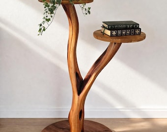 Modern Wood Decorative Shelf, Natural Manzanita Plant Stand, Handmade Sculptural Display, Organic Decor