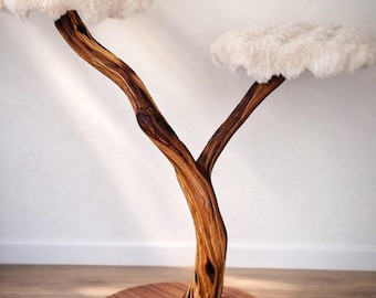 Modern Wooden Cat Tree – Handmade Manzanita Tower – Luxury Minimalist Furniture – Designer Cat Perch