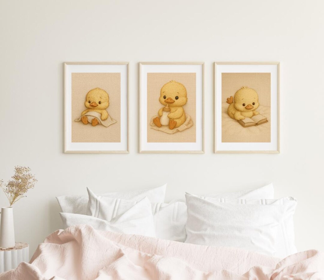 Cozy Duck Trio Nursery Wall Art – Set of 3 Printable Illustrations - Etsy