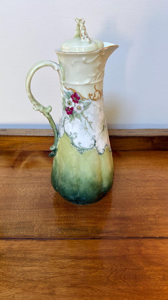 Antique Limoges Chocolate Pot Lid Charles Field Haviland Hand Painted Floral Porcelain
