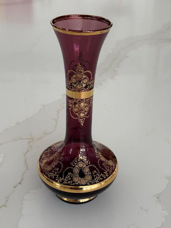 Bohemia Cranberry Glass Bud Vase