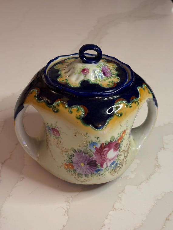 Antique Nippon-Era Porcelain Cookie/Biscuit Jar Japan, c. 1890-1910's (Early Nippon Export Period)