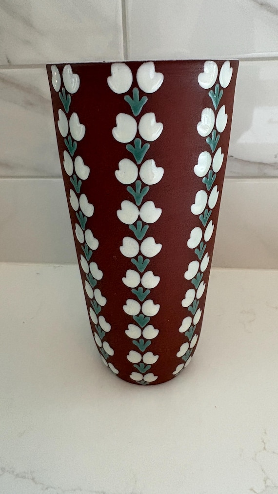 Signed Ioska Denmark 1971 Studio Pottery Vase Scandinavian Mid Century Ceramic Decor