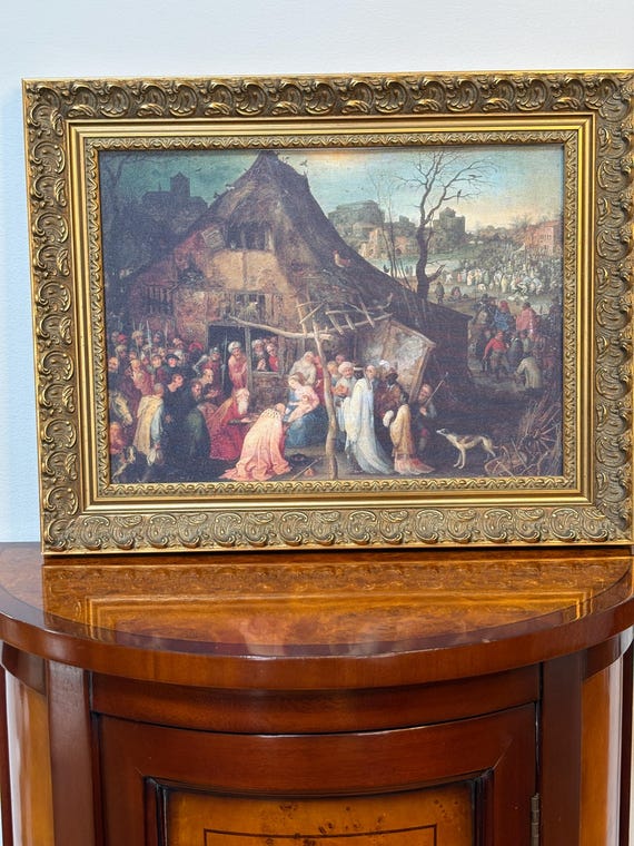 Adoration of the Magi-Oil on Board, After Flemish School 17"x13"