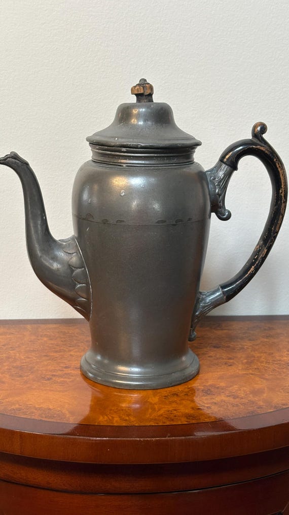 Antique English Britannia Metal Coffee Pot George Dean Victorian Pewter Registered 1845 England Original