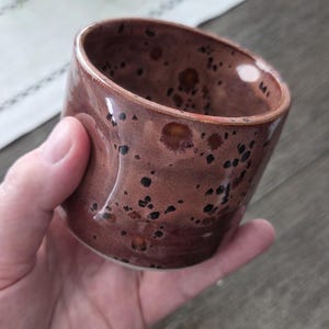 Stoneware Tumbler 6oz/200ml | Handmade Ceramic | Wheel-thrown | Ergonomic Dimpled Wine-Coloured Design | Espresso, Wine (shipping cost incl)