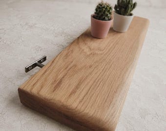 Estantería flotante de pared de roble macizo | Estantería minimalista de madera gruesa | Soporte invisible incluido | Hecha a mano