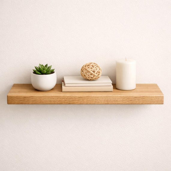 Étagère flottante chêne massif | Étagère murale bois massif | Étagère suspendue minimaliste | Étagère sur mesure | Floating oak shelf