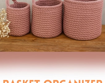 Crochet Basket Organizer Pattern PDF Hanging Storage Basket Crochet Plant Basket Home Decor photo tutorial digital instant download