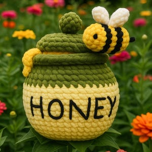 Crochet Pattern Honey Pot & Bee : Amigurumi Plush Jar, Home decore (PDF Digital instant  Download)