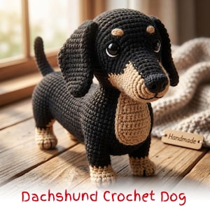 Tax virkmönster Wienerhund Amigurumi-mönster Korvhund PDF virkmönster Hundmönster Doxie presentmönster Digitalt mönster