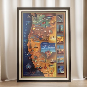 Pacific Northwest Vintage Map | Columbia Radio Network Art (Digital Download)
