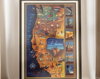 Vintage kaart Pacific Northwest | Columbia Radio Network Art (digitale download)