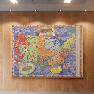 Vintage 1930s Football Map Print | Retro Pigskin Panorama (Digital Download)