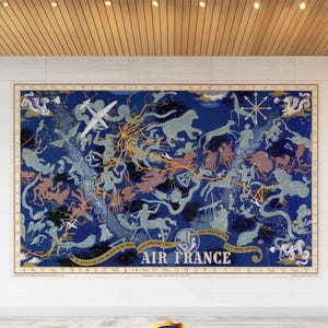 Vintage Air France Celestial Map Print | Aviation History (Digital Download
