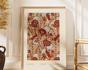 Art nouveau-paardenbloemprint door Jean Milesi | Aardse botanische muurkunst (digitale download)