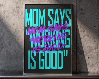 Y2K Franse quote print | Cyaanpaarse glitchart (digitale download)