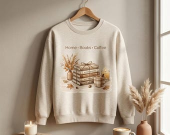 Cosy Book Lover, png, herfstlezen, koffiesublimatieontwerp (digitale download)