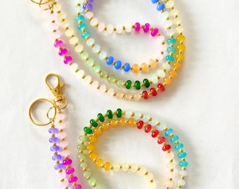 Handmade Rainbow Glass Bead Lanyards