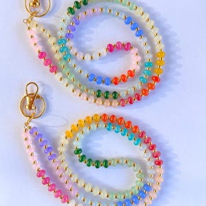 Handmade Rainbow Glass Bead Lanyards