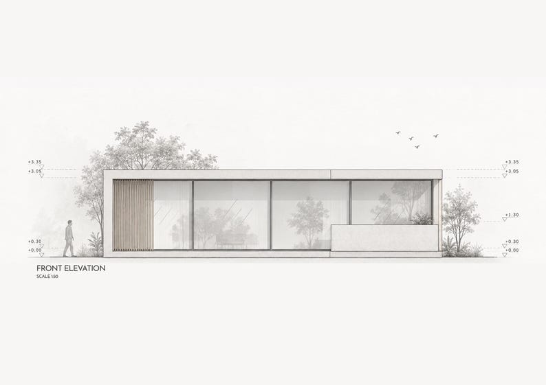 Modern Forest Cabin Plans, Minimalist Tiny House Design (PDF CAD Files ...
