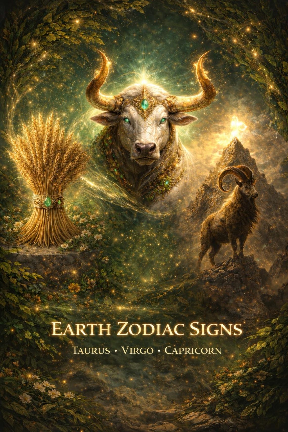 Earth Zodiac Signs Wall Art Taurus Virgo Capricorn Astrology Print ...