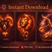 Fire Zodiac Wall Art Set, Aries Leo Sagittarius, Mystical Astrology ...