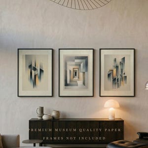 Trípticos de bellas artes giclée: calma arquitectónica minimalista, decoración de pared de galería moderna