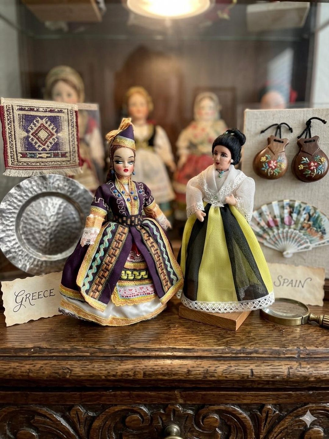 Vintage Folk Art Souvenir Dolls – Set of 2 – Hand-painted Collectibles ...