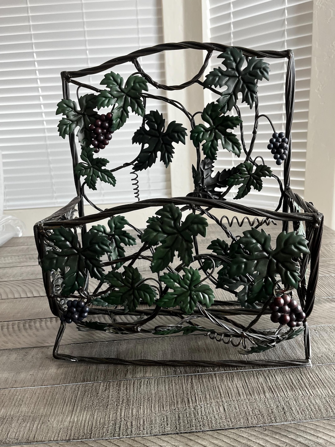 Vintage Wrought Iron Grapevine Magazine Rack | Tuscan Home Decor - Etsy