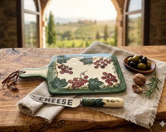 Vintage Tabletops Unlimited Kitchen Prep 101 Ceramic Cheese Board and Knife Set